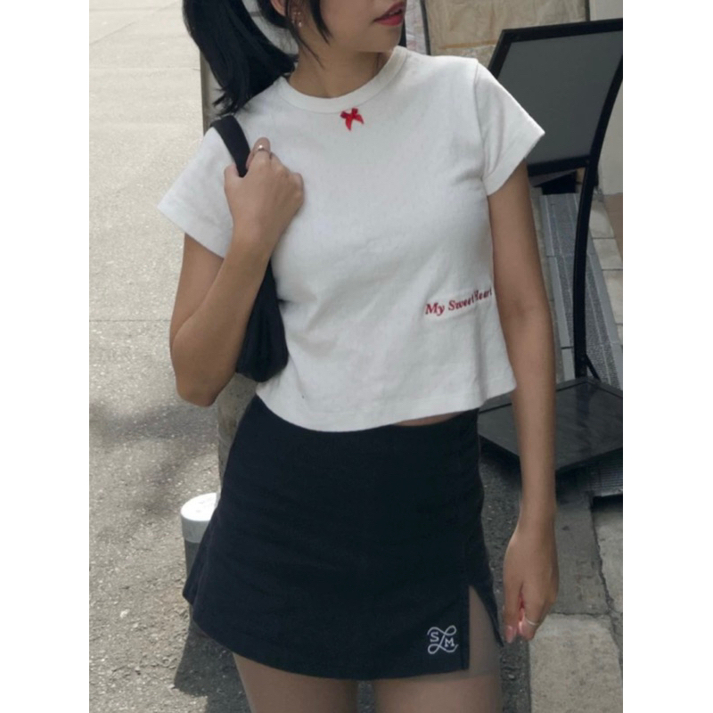 Sweet Heart Baby tee | เสื้อเบบี้ทีรุ่นใหม่ ปักลาย ผ้าคอตตอน ใส่สบาย แถมปักลายฉลุสุดฮิต