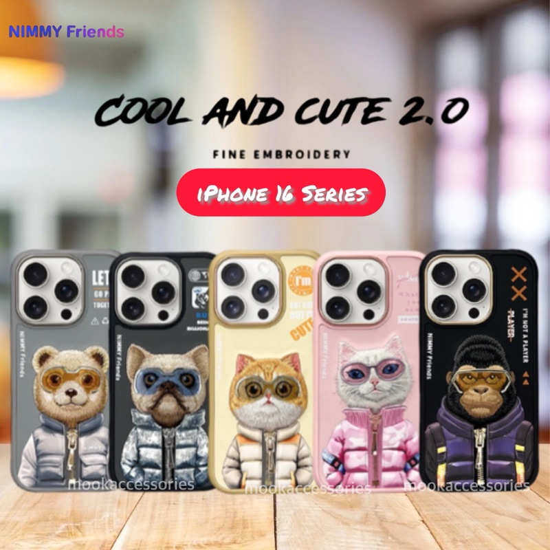 Nimmy New iPhone 16 2024 เคสปักลาย 3D เสื้อรูดซิป
