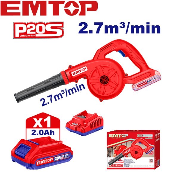 EMTOP เครื่องเป่าลม แบตเตอรี่ ไร้สาย 20 โวลท์ รุ่น ELAB200281 ( Li-ion Blower )  - ถูกสุด