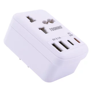Toshino ปลั๊กแปลงขาแบน 3P + 2USB + 2 Type C รุ่น PU-PD20W