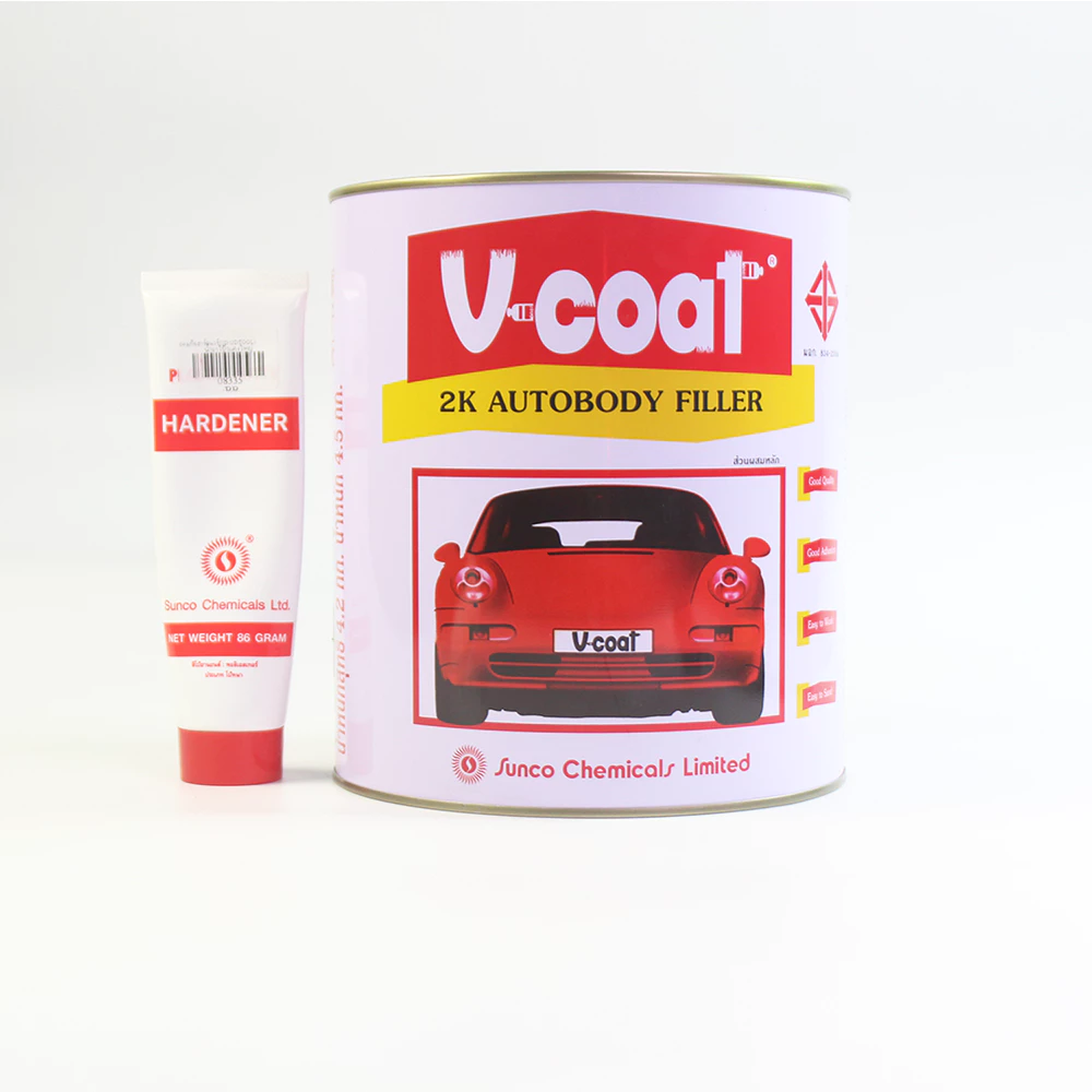 สีโป๊วรถยนต์ สีโป้ว สีโป้วเหลือง สีโป้วแดง พร้อมน้ำยา V-Coat
