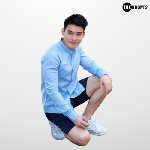 THE ROOM'S - เดอะรูม เสื้อเชิ้ต คอจีน สีฟ้า Oxford แขนยาว รีดง่าย ใส่สบาย — صورة 5