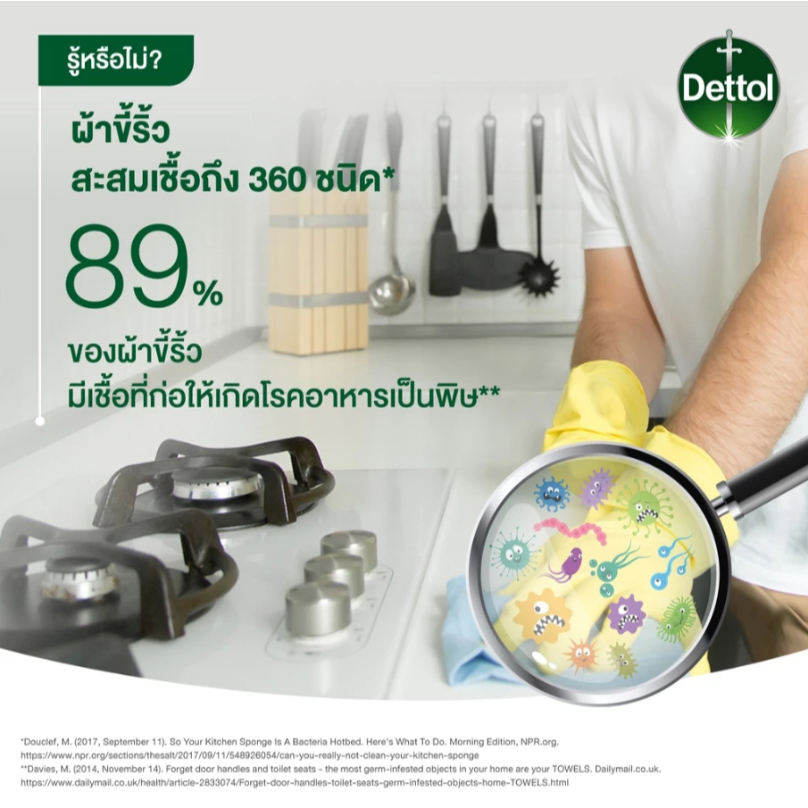Dettol เดทตอล แอนตี้แบคทีเรีย ผ้าเช็ดทำความสะอาดผิวแบบเปียก ออริจินัล จำนวน 50 แผ่น - รูปที่ 3