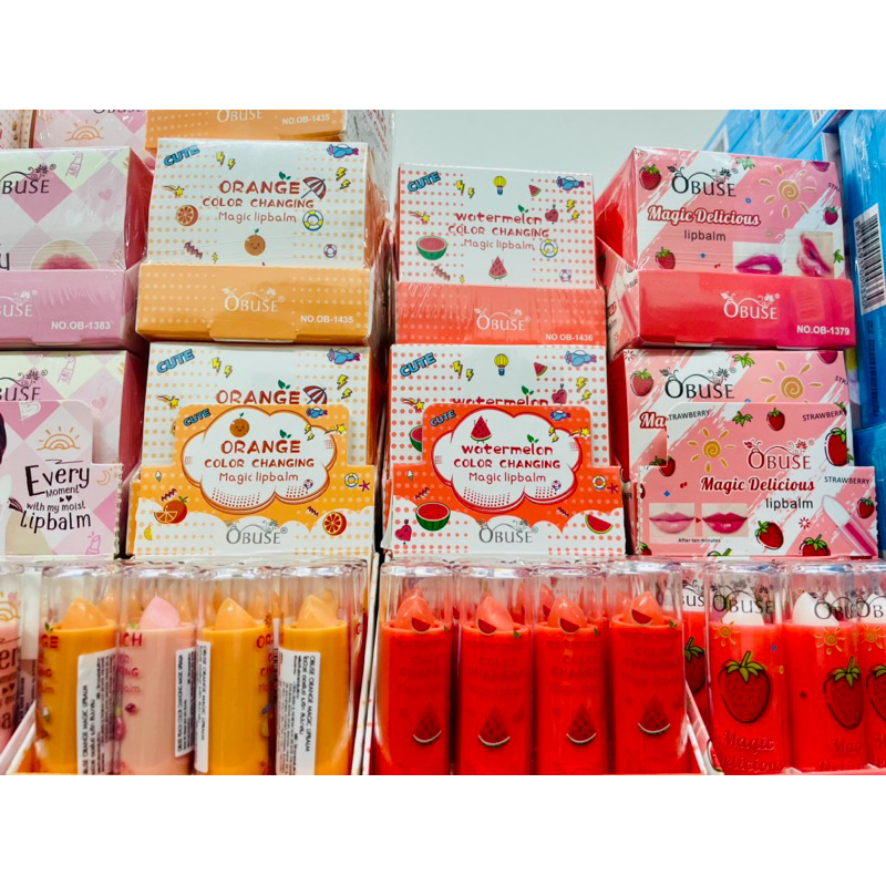 OBUSE ลิปบาล์ม โอบิวซ์ มีทั้งหมด 4 กลิ่น 1กล่อง มี 12 ชิ้น