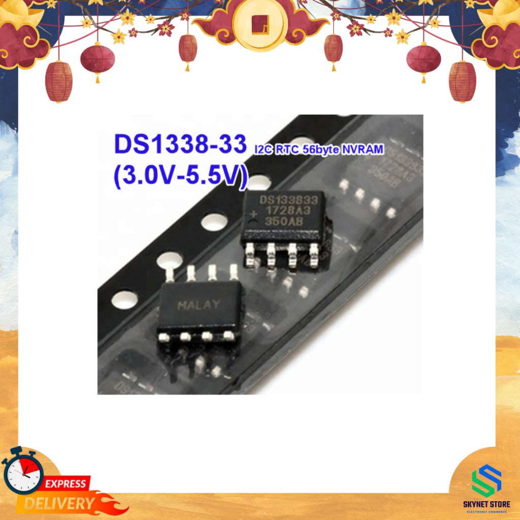 DS1338-33 (3.3V) I2C RTC with 56-Byte NVRAM SOIC8 150mil