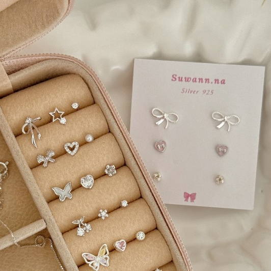 Suwann.na [ราคาต่อเซต] ต่างหู ต่างหูเงินแท้ เซตโบว์ รูปที่ 2