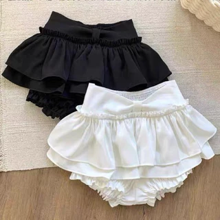 STR พร้อมส่งจากกทม ✨กระโปรงทรงเค้กสีขาวเอวสูง กระโปรงทรงเอ ดีเทลเว้าติดโปร์ใหญ่ กระโปรงบัลเล่ต์น่ารัก สไตล์เวียดนาม Y2K