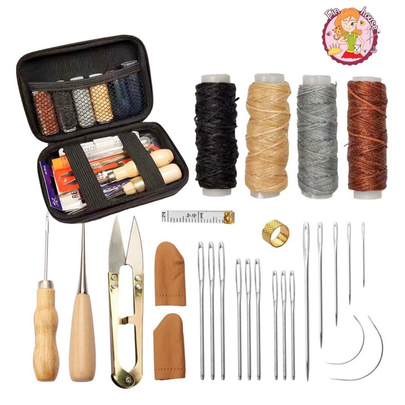 ชุดอุปกรณ์เย็บหนัง28ชิ้นพร้อมกระเป๋า เข็มเย็บหนัง เย็บหนัง Craft Sewing leather kit