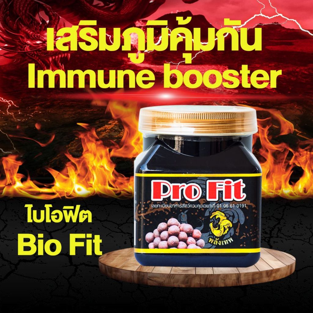 วิตามินลูกกลอนเสริมภูมิคุ้มกันไก่ชน พลังเทพ โปรฟิต (Pro-Fit) ขนาด 100g