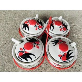 พวงเครื่องปรุงโถเครื่องปรุงเซรามิค ลายไก่ขายพร้อมพวงได้รับสินค้าตามรูป