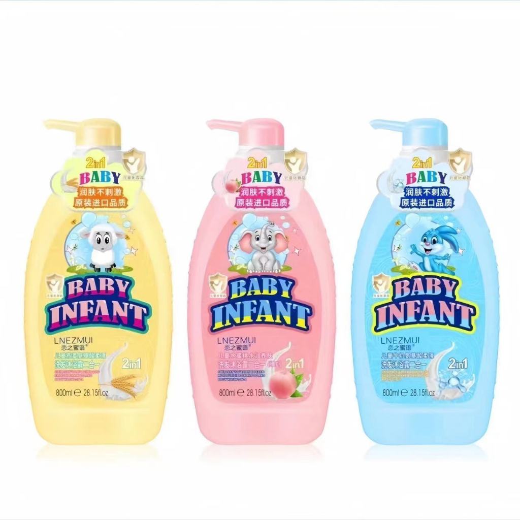 เจลอาบน้ำเด็ก baby infant กลิ่นหอม 2in1 อาบน้ำ+สระผมในขวดเดียว อ่อนโยน 800ml