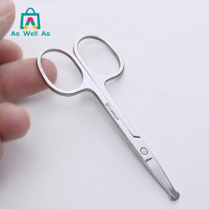 As Well As กรรไกรตัดขนจมูก ผลิตจากสแตนเลส ใช้ตัดเล็มแต่งขนจมูก ขนคิ้ว พกพาได้สะดวก มีให้เลือก 2 แบบ