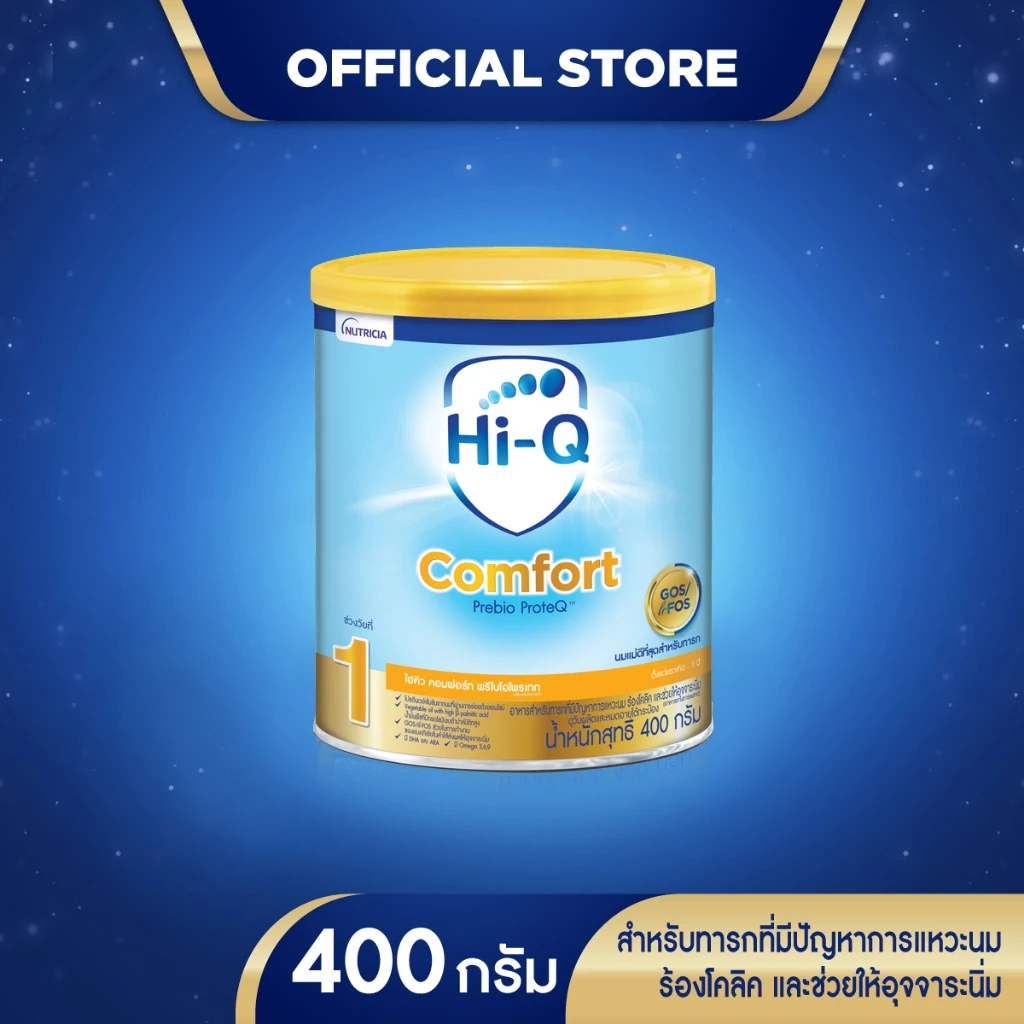 [นมผง] ไฮคิว คอมฟอร์ท พรีไบโอโพรเทก สูตร 1 400 กรัม นมสูตรเฉพาะสำหรับเด็กทารกแรกเกิด - 1 ปี Hi-Q Comfort