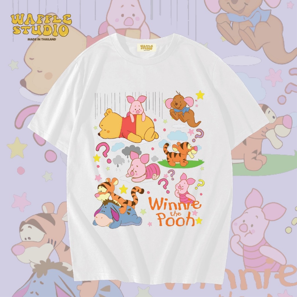 [ ส่งฟรี ] WS0464 เสื้อยืดโอเวอร์ไซส์ เสื้อยืดเกาหลี ผ้าคอตตอน 100% เสื้อยืด หมีพูห์ วินนี่เดอะพูห์ WAFFLE STUDIO
