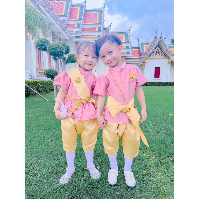 ชุดไทยประยุกต์ของเด็กดูแพง ชุดไทยเด็กผู้ชายและเด็กผู้หญิง รูปที่ 3