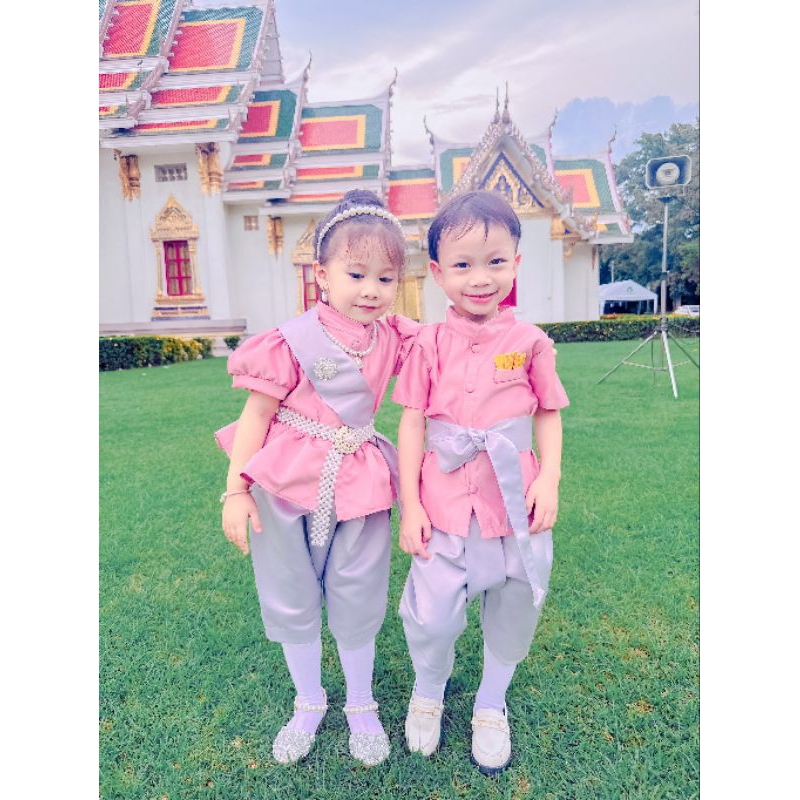 ชุดไทยประยุกต์ของเด็กดูแพง ชุดไทยเด็กผู้ชายและเด็กผู้หญิง รูปที่ 5