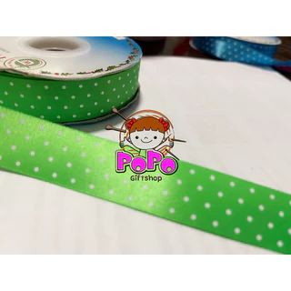 ริบบิ้นผ้าต่วน ลายจุด 7 สี สูง 2.2 ซม 100 ซม 10 บาท