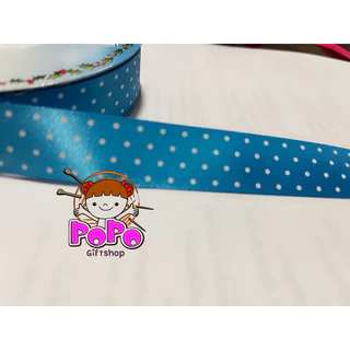ริบบิ้นผ้าต่วน ลายจุด 7 สี สูง 2.2 ซม 100 ซม 10 บาท