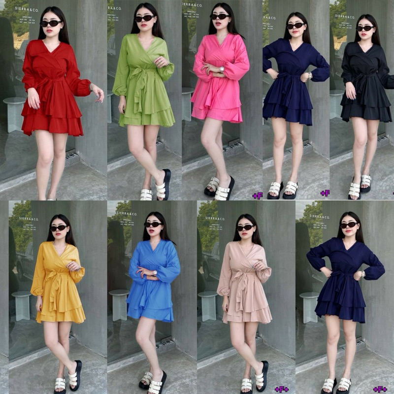 10350 จั๊มสั้นคอวีแขนยาว