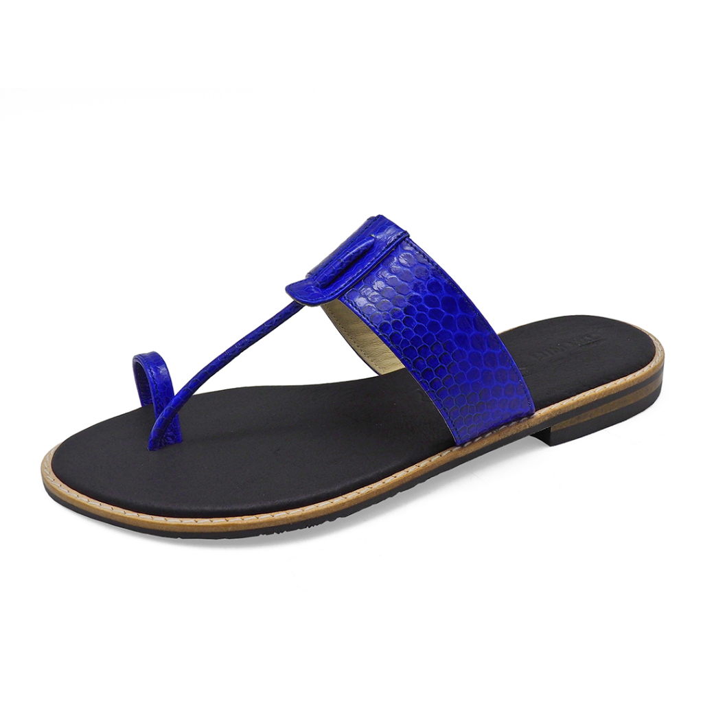 TAYWIN(แท้) รองเท้าแตะหนังแท้ ผู้หญิง รุ่น SC-47 หนังงูสีน้ำเงินสด