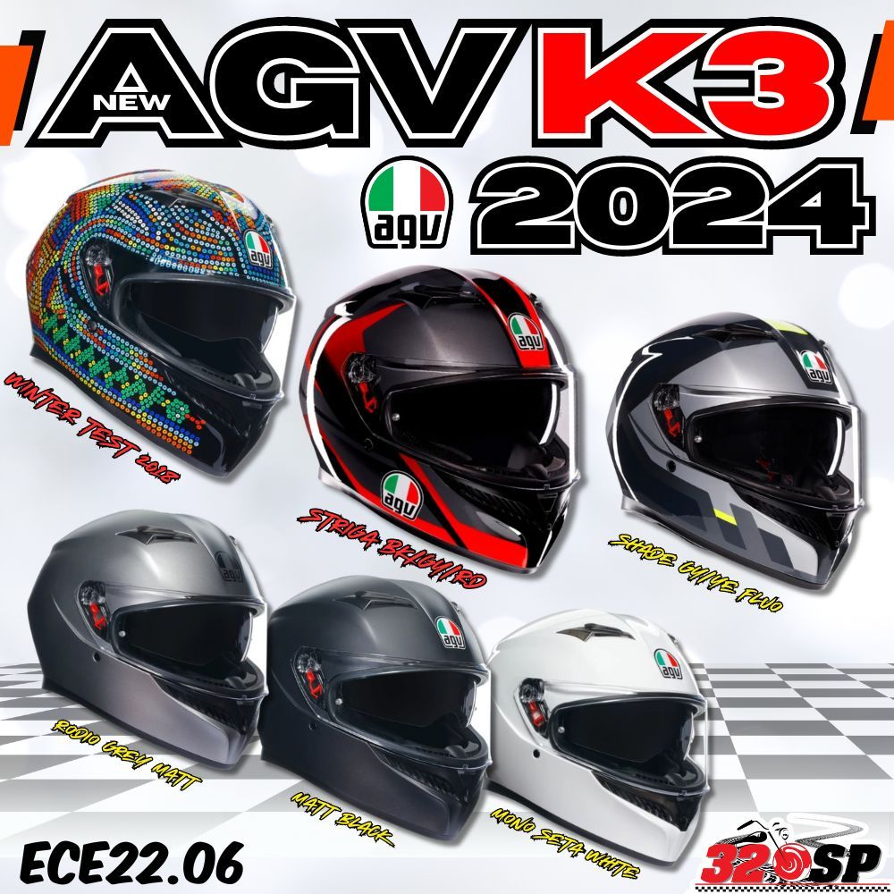 หมวกกันน็อค AGV K3 | ECE22.06 ล็อตใหม่ล่าสุด 2024 ของแท้ ส่งไว!!! 320SP