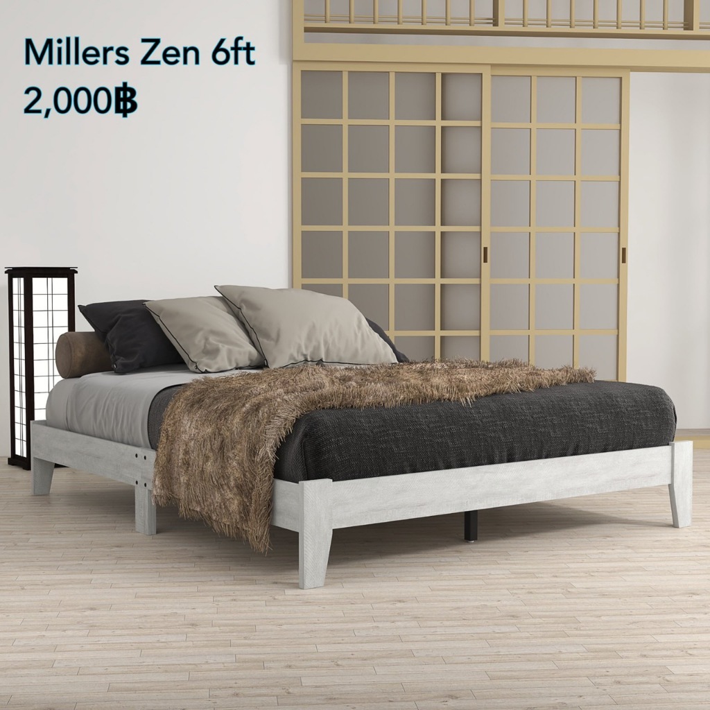 Tomato Home เตียงนอน 6ฟุต Millers Zen king เตียง6ฟุตไม้ | เตียงมินิมอล Chic สวยดูดีเรียบง่าย แข็งแรง