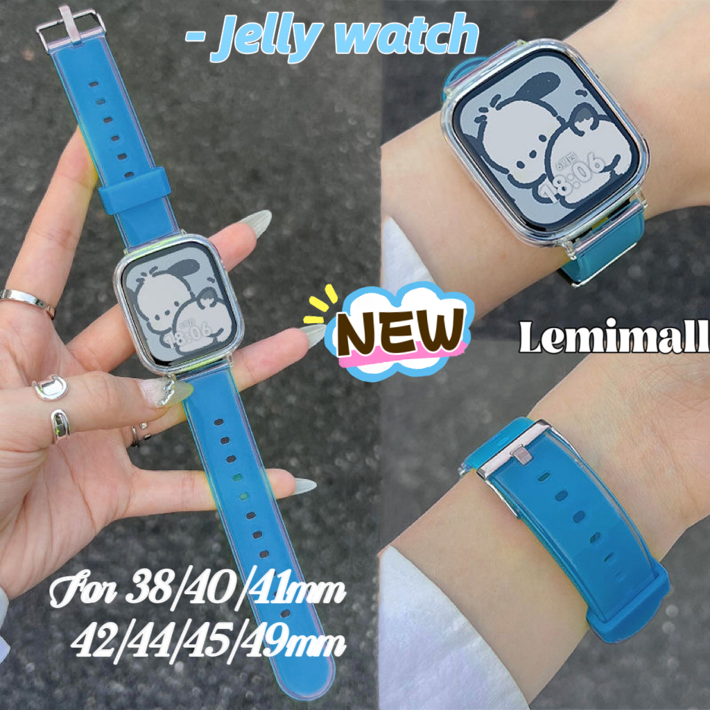 เจลลี่ สายนาฬิกาข้อมือซิลิโคนเจลลี่ นิ่ม สําหรับ Watch Series10 9 8 7 6 SE 5 3 4 2 1 iWatch 38/40/41 42/44/45/49/46/mm