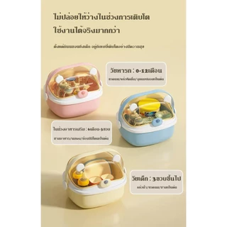 Heinoกล่องจัดเก็บขวดนม พร้อมฝากล่องกันฝุ่น ตะแกรงระบายน้ำ กล่องจัดเก็บถ้วยชามเด็ก กล่องจัดเก็บเก็บอุปกรณ์ป้อนอาหารการ์ตู