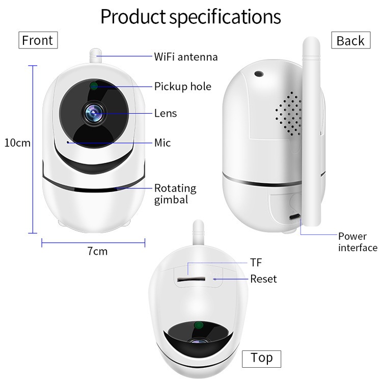 HD Night Vision กล้องเฝ้าระวัง V380 กล้องเฝ้าระวังไร้สายอินฟราเรด 360 PTZ อินเตอร์คอมสองทาง