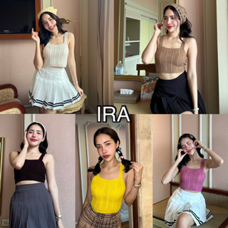 BY IRA knit Crop Top เสื้อครอปไหมพรมสายเดี่ยวทอลาย สีสันสดใสแมทกับกางเกง กระโปรงได้สุด น่ารักเป็นsocuteมากๆ