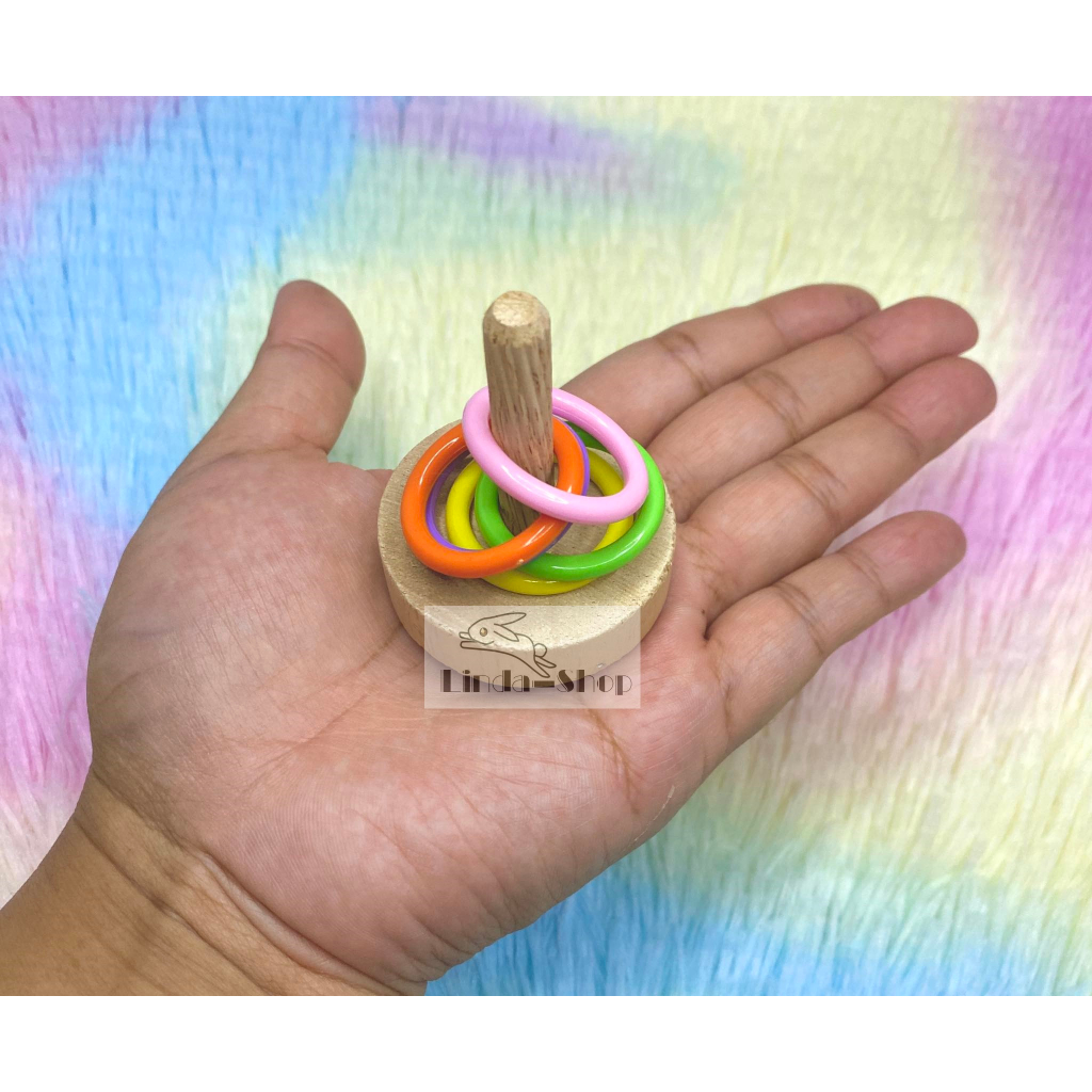 ห่วงฝึกนก ของเล่นฝึกนก อุปกรณ์เสริมทักษะสัตว์เลี้ยง 1เสา แถมห่วงฟรี5วง - รูปที่ 2