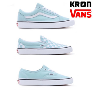 Vans รองเท้าผ้าใบ Old Skool / Classic Slip-On Checkerboard / Authentic | Color Theory Canal Blue