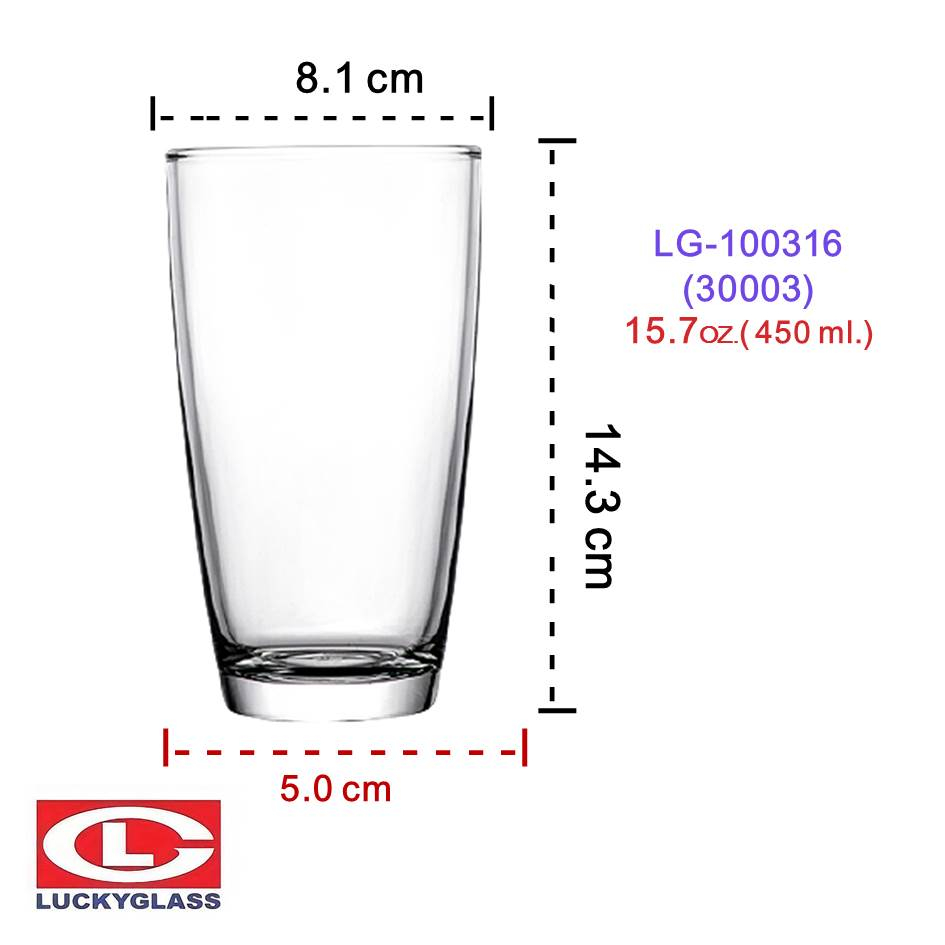 Lucky Glass แก้วน้ำดื่ม LG-100316(30003) แก้วเป็กช็อต classic shot glass 450 ML.