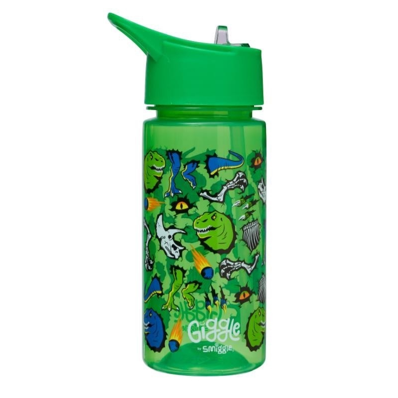 Smiggle Junior Plastic Drink Bottle 440Ml ขวดน้ำสมิกเกอร์ลาย Dino gigle เขียว พร้อมส่งในไทย