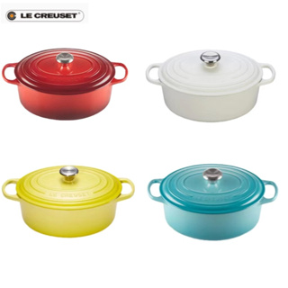 LE CREUSET ฝรั่งเศสนำเข้าเหล็กหล่อเคลือบสีดำ 31 ซม. หม้อรูปไข่ใช้ในครัวเรือนทอดและตุ๋นหม้อร้อนแท