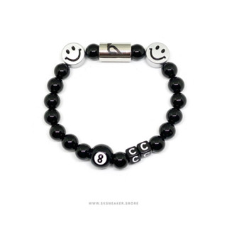 CROWCINZ SMILEY ONYX V.2 SILVER SNOOKER BRACELET BLACK