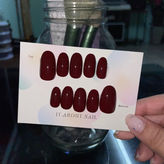 เล็บเจลปลอม สีแดงไวน์ Red wine nails สีแดงเชอร์รี่ 🍒🍷