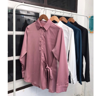 เสื้อเชิ้ตดีเทลผูกข้าง สาวอวบใส่ได้