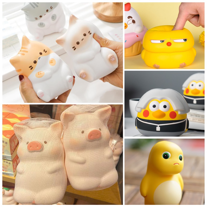 {พร้อมส่ง}สกุชชี่ ของบีบเล่นคลายเครียดรูปสัตว์ตัวการ์ตูนน่ารัก ของเล่นบีบอัด