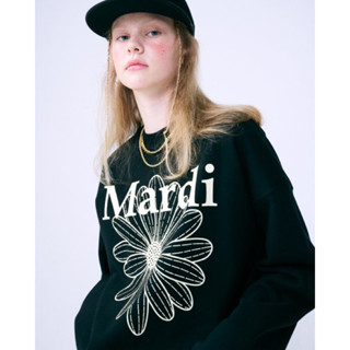 พร้อมส่ง 🇰🇷แท้ 💯% MARDI SWEATER SHIRT​​ อปก​ ครบ​  Free size MARDI MERCREDI SWEATSHIRT FLOWERMARDI_BLACK CREAM