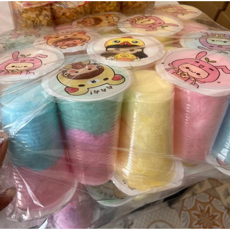 ขนมสายไหมคละสีทุโทนและสีล้วน14oz 20แก้ว