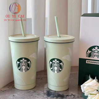 OU YI CAI  พร้อมส่งค่า Starbucks แก้วเก็บความเย็น งานสแตนเลส 304 ขนาด 500 ml ( พร้อมหลอด)