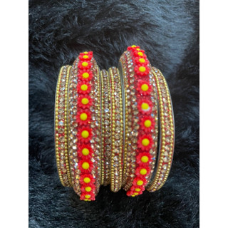 #Red crystal Indian bangles#กำไล💕💕