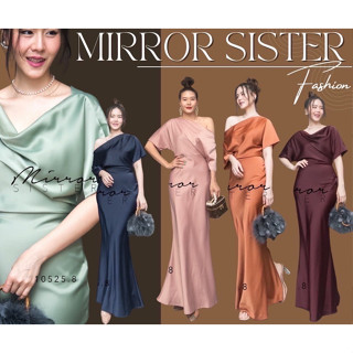 🔖ป้าย Mirrorsister​ 10525.8 เดรสยาวดีไซน์หรูหรา ช่วงบนเป็นดีเทลเสื้อคอกว้าง ช่วงล่างเป็นกระโปรงยาวทรงหางปลา