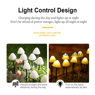 JX-เห็ด 20LED Warm white Solar light 8 โหมด 5m โคมไฟพลังงานแสงอาทิตย์สำหรับตกแต่ง