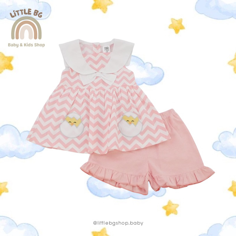 BG0852 LittleBG เสื้อผ้าเด็ก ชุดเด็กขาสั้น คอทหารเรือน่ารักมาก บีโน่ BNO