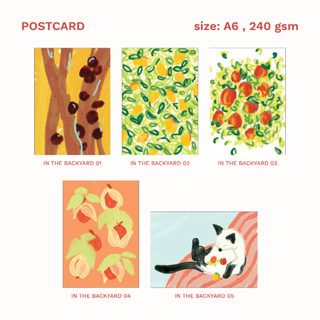 Postcard — In the backyard โปสการ์ด A6 🍎🍋🥭🥝 | a cat in my tummy