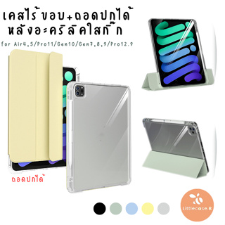 เคสสำหรับไอแพด Air5  รุ่น"เคสไร้ขอบสไลด์ถอดปก" Pro11 Gen10 Gen9 Air4 สไลด์ล็อกไม่หลุด!! กันงอ!! หลังแข็งใส ขอบใสTPU