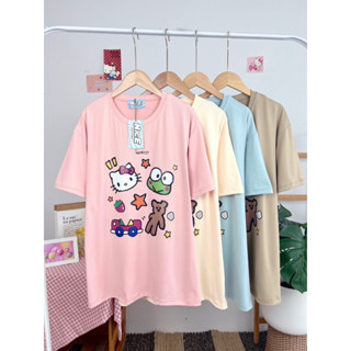 เสื้อยืด Hello Kitty โอเวอร์ไซส์ ผ้าคอลตอล100%