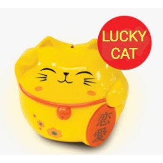 แมวกวักนำโชค กรุงศรี สีเหลือง ของใหม่ หายาก มาเนกิ เนโกะจัง แมวกวัก Maneki Neko Chan Lucky Cat